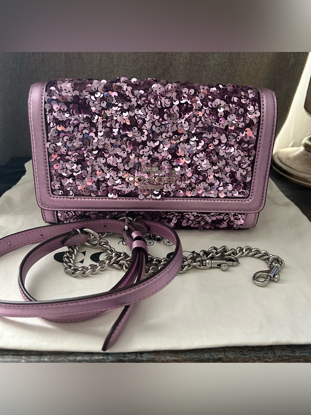 Coach Lavender Sequin Crossbody Bag